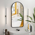 Arched Bathroom Medicine Cabinet with Mirror, No Assembly Needed, Recessed or Surface Mount Wall Storage Cabinet, Mirror Cabinet with Tissue Slot & 2X Magnifying Mirror (Black, 29.5"L x 15.7"W)