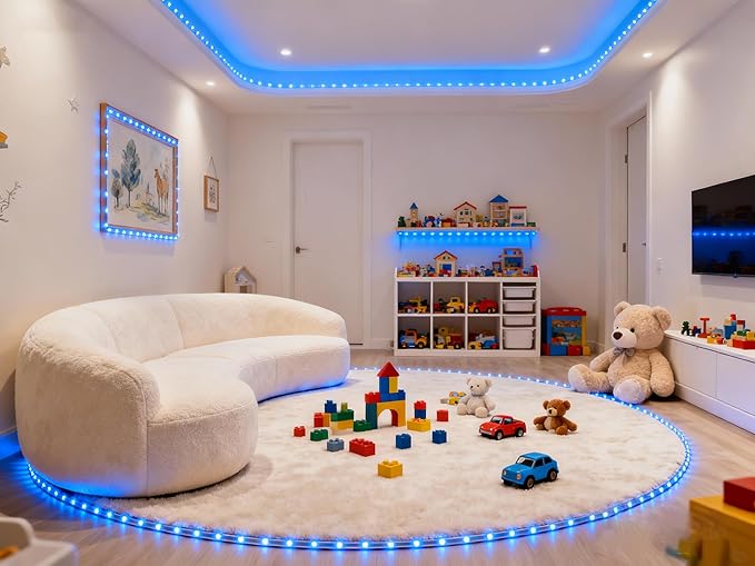 Aalnfe Blue Led Lights Strip Indoor Rope Lights Easy DIY Cuttable Strip Lights for Fish Tank Bar Room Bathroom Living Room Kitchen Ceiling Wall Vanity Mirror Decor