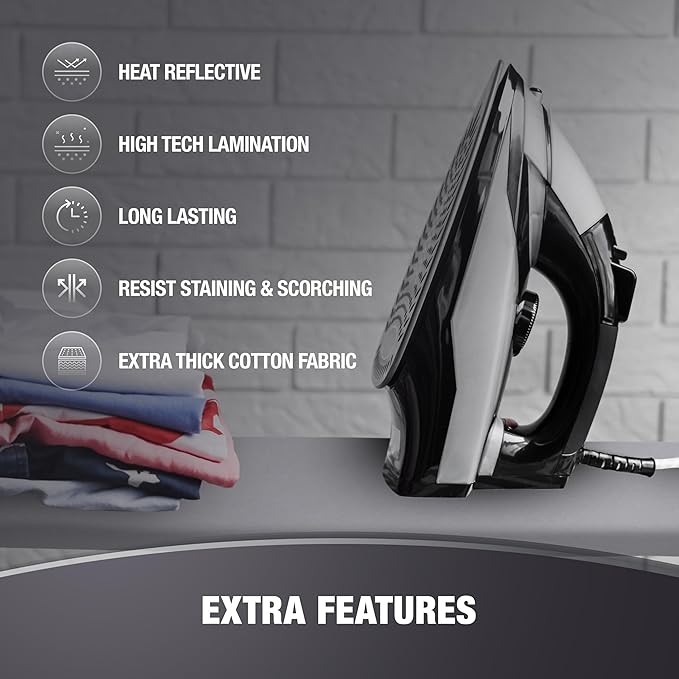 COTTY HOME Extra Thick Ironing Board Covers with Pad Standard Size 15x54, Heat Reflective Full Scorch Resistant Padding, Snug Fit Non-Slip Nose Pocket Fastener Straps Elastic Edges, Gray