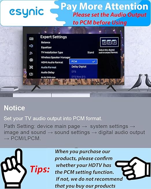 eSynic Portable Optical to RCA Adapter-7 FT Long-Built-in DAC Chip-Easy to Setup-192KHZ Digital to Analog Converter-Aluminum Shell-from HDTV/Blu-ray/DVD/Gaming Consoles to L/R Stereo Audio System