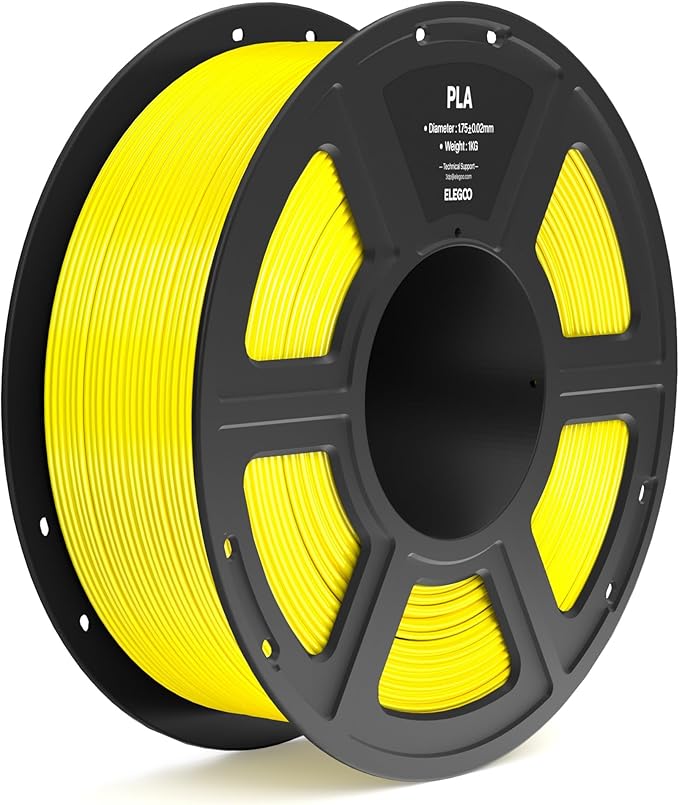 ELEGOO PLA Filament 1.75mm Yellow 1KG, 3D Printer Filament Dimensional Accuracy +/- 0.02mm, 1kg Spool(2.2lbs) Fit Most FDM 3D Printers