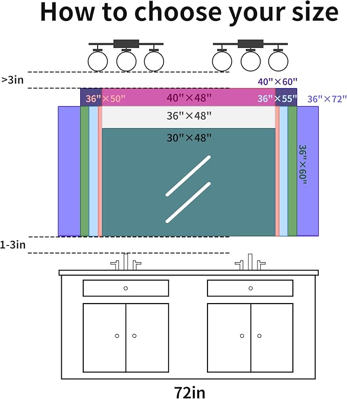 36x55 inch Bathroom Mirror, Silver Rectangle Mirror with Thin Metal Frame, Large Rectangular Wall Mirrors for Bathroom, Living Room, Big Mirror Hang Horizontal/Vertical