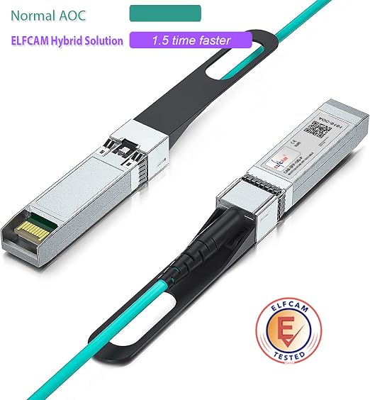 Elfcam® - 50m/164.04ft Fiber Optic Cable OM3 SFP+ to SFP+ AOC 10Gbps, Compatible - Image 3