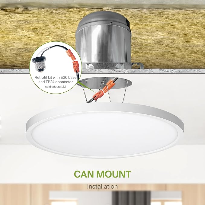 ASD LED 12" Round Flush Mount Ceiling Light Fixture, Low Profile Surface Lighting | 5CCT, Dimmable, Ultra-Thin, ETL Listed | 24W 1900LM 2700-6000K 120V | Kitchen, Hallway Lamp | White, 12 Pack