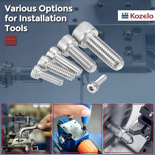Kozelo 20pcs Socket Head Cap Screws - [M8-1.25 x 25mm] 304 Stainless Steel Allen Socket Drive for Electrical Motor 3D Printing Fan Engine Replacement Use, Silver