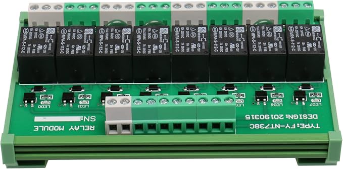 Good BNTai 8 Channel Interface Relay Module 12VACDC 24VACDC 110VAC 230VAC DIN Rail Panel Mount Automation PLC Board (8Channel ACDC12V)