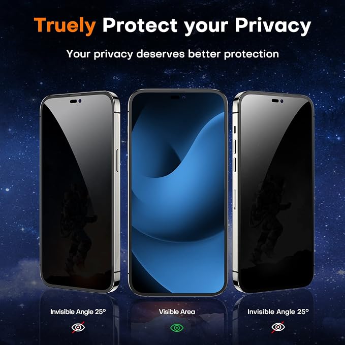 TOCOL 4 Pack for iPhone 14 Pro Privacy Screen Protector 6.1''- 2X Privacy - Image 2