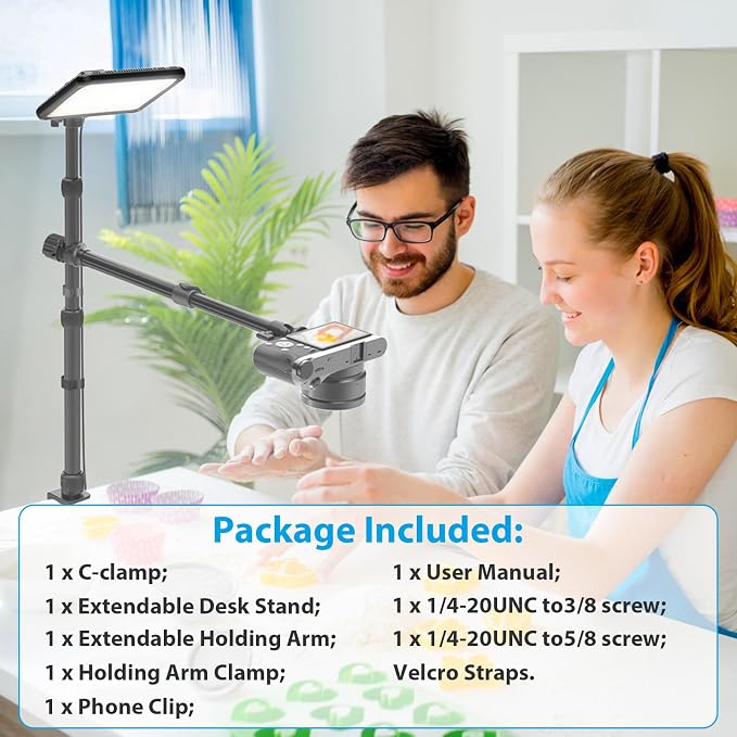 Ailight Camera Desk Mount Stand Overhead, Adjustable Microphone Boom Arm Mic - Image 7