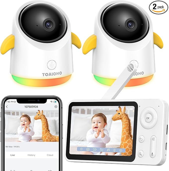 Baby Monitor with 2 Cameras and Audio WiFi/No WiFi: Baby Monitor WiFi by TOAIOHO