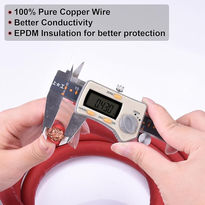 Shirbly 2/0 Gauge Battery Cable, 20FT Red + 20FT Black 2/0 AWG Pure Copper Wire Welding Cable, for Automotive, Battery, Solar and Generator, Standard USA OFC Wire