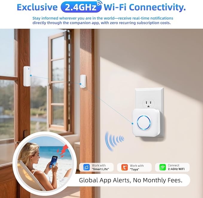 WiFi Door Sensor Chime, Smart Door Open Alert Window Sensor - Image 2