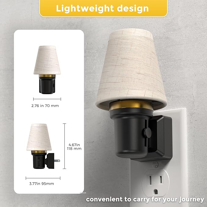 L LOHAS LED Night Lights Plug into Wall, 2 Pack Linen Fabric Round Platform Decor Night Light, Dusk to Dawn Sensor Vintage Nightlight, Amber Warm 0-100LM Dimmable, for Bedroom Living Room Hallway