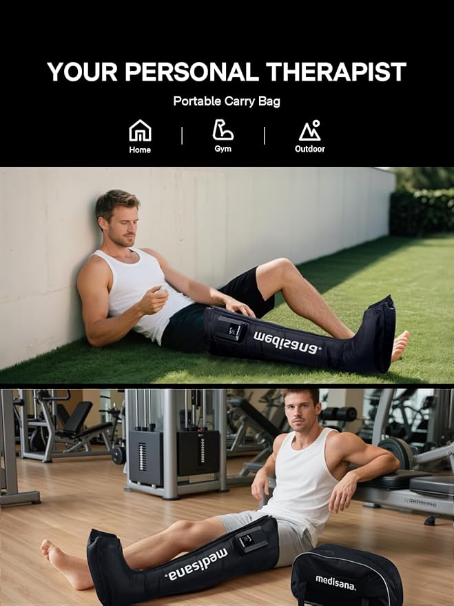 Medisana Leg Compression Massager, Cordless Rechargeable Air Pressure Boot with Multi-Customize Modes, Intensities & Timer, Leg Compression for Circulation, Pain Relief, Recovery, Christmas Gifts