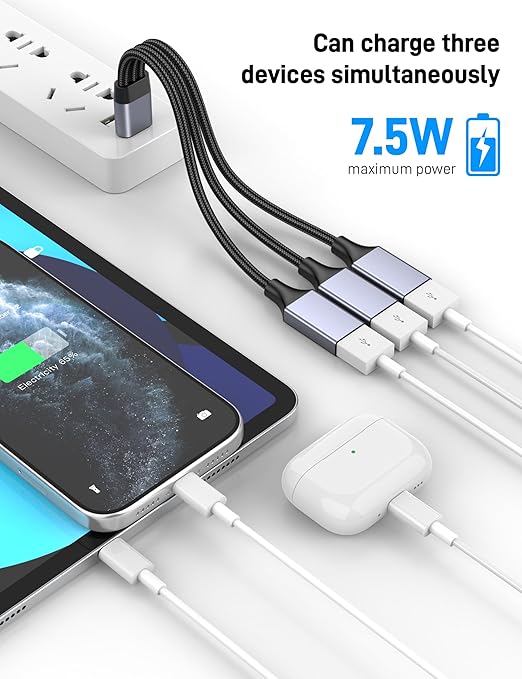 KAYQINHO USB Y Splitter 1 in 3 Out, USB Male to 3 Female Cable for PC, Tablet, Laptop, MacBook, Keyboard, PS4, PS5, Mouse, FlashDrive, LED, Etc.