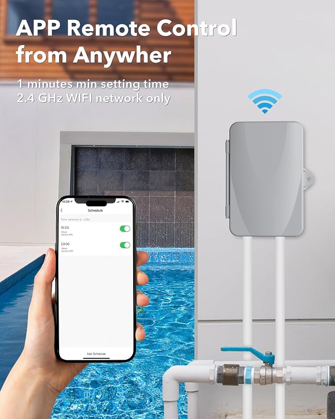 BN-LINK Pool Pump Timer, Outdoor Indoor Smart Wi-Fi Timer Box, 2HP 40A Max, 120, 240, 277 VAC, for Pool Pump, Water Heater, Fans, SPA, Compatible with Smart Phone, Alexa, Google Assistant