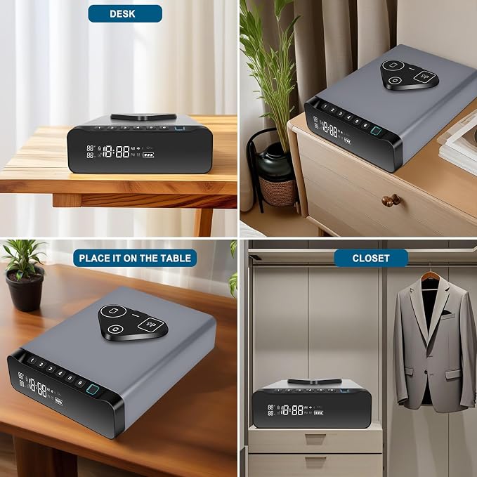 FTOP Biometric Fingerprint Gun Safe, Clock Handgun Safe - Image 5