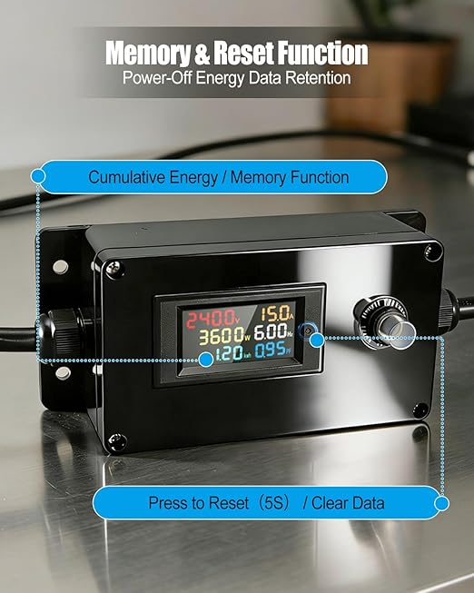 20A AC Power Meter, 250V N6-20P to N6-20R Outlet Energy Monitor, LCD Display Digital Multimeter Tester, Voltage Current Power Frequency Meter with Overload Protection