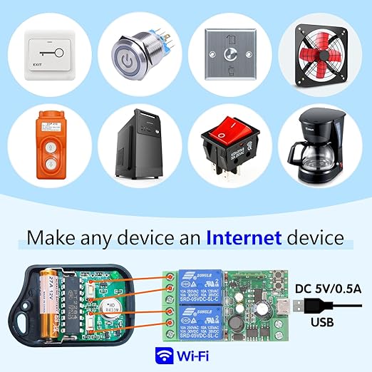 DieseRC 2 Channels WiFi Smart Switch, DC 5V 12V 24V 36V Passive Output Relay Module Ewelink APP WiFi Control Compatible with Alexa/Google Home, Inching/Self-Locking Switch