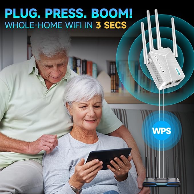Best WiFi Extender Signal Booster for Whole Home - 13K Sq.Ft Coverage | 100% Faster Internet Extender WiFi Booster, 1-Button Setup Repeater Works with Any Router | Stop Buffering in Every Room