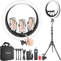 NEEWER 19 inch Ring Light with Stand, 3 Phone Holders and Mini Ball Head by Neewer
