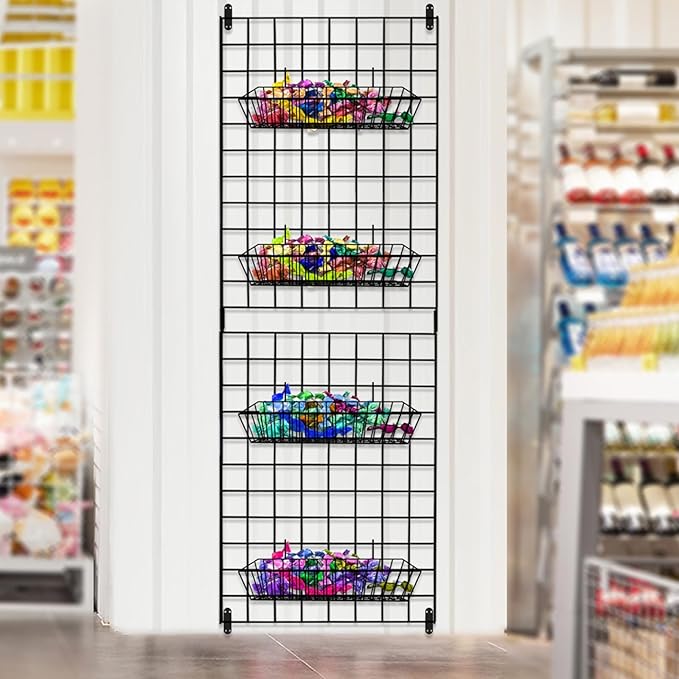 7RiversART Grid Wall Commercial Grade Gridwall Panels – Heavy Duty Grid Panel for Any Retail Display Wall Grid 2' Width x 4' Height, Black (Pack of 4) Easily Portable