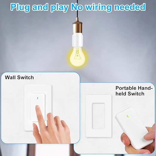 Remote Control E26 E27 Light Bulb Socket Adapter 2 Set, Max 500W, No Wiring - Image 5