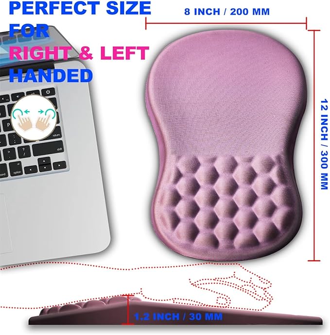 KUOSGM Mouse Pad Wrist Support, Ergonomic Mouse Pad with Massage Dot, Comfortable Computer Mouse Pad for Laptop, Wrist Rest Pain Relief Mousepad with Non-Slip PU Base for Office & Home, 12 x 8 in