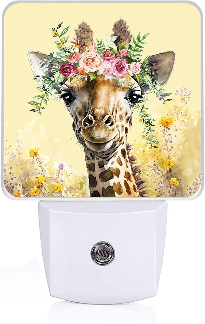 GANTINIR Giraffe Flower Night Light, Plug-into Nightlight White LED Lamp, Energy Efficient Decor Desk Lamp for Bedroom Hallway Stairs Bathroom