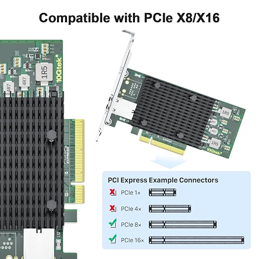 10Gtek 10Gb PCI-E NIC Network Card, Single Copper RJ45 Port, - Image 3
