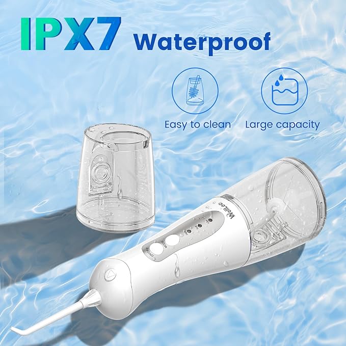 WellLeo Water Flossers for Teeth, Portable Oral Irrigator Rechargeable Water Dental Flosser Pick with High Pressure 5 Jet Tips, IPX7 Travel Water Flossing for Brace Teeth Cleaner Gum Care