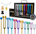 10 PCS Chakra Tuning Fork for Healing, Multi-Color Weighted Tuning Forks, Aluminum Alloy Tuning Forks with Activator & Feet (126.22-432Hz) for DNA Healing, Sound Therapy