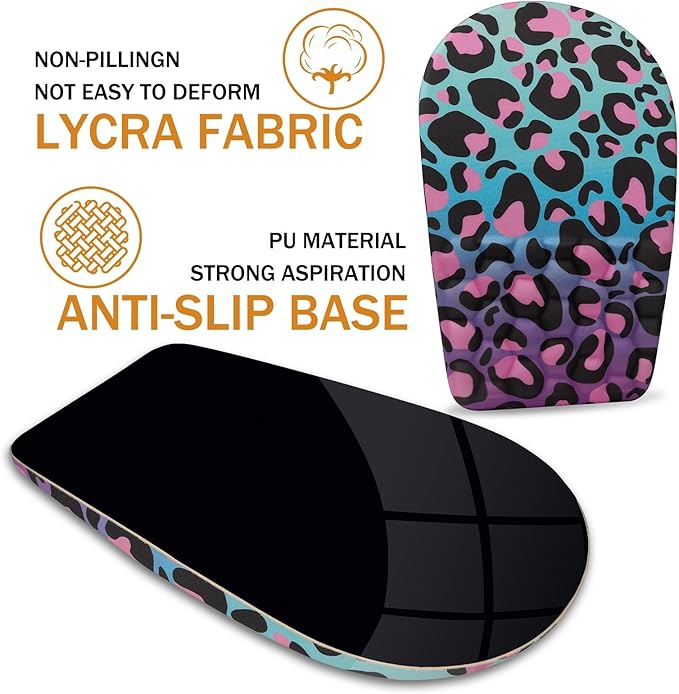 BOCHEERY Ergonomic Mouse Pad Wrist Support,Upgrade Mousepad with Massage Design,Non-Slip PU Base Desktop Mouse Pads for Pain Relief, Computer, Office & Home,12 x 8 in（F-Purple Leopard）