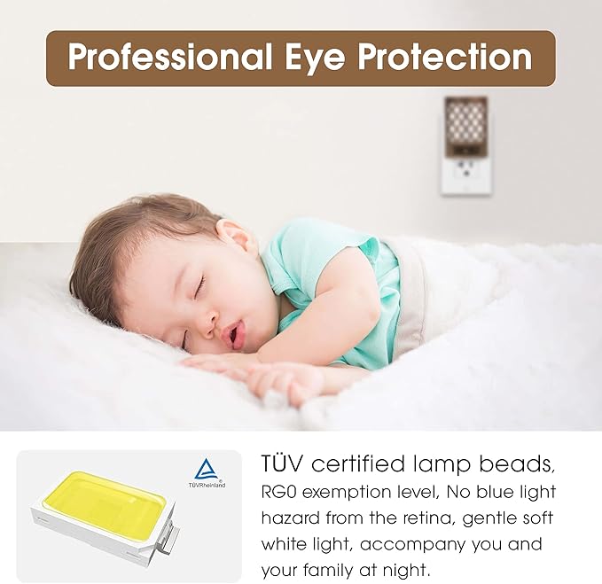 DORESshop LED Plug in Night Light [2 Pack], Night Lights Plug Into Wall, Dusk to Dawn Sensor Night Light, Decorative Night Lights, Adjustable Brightness for Bedroom, Hallway, Stairway, Daylight White