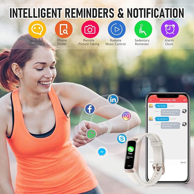 Fitness Tracker with 24/7 Heart Rate Blood Oxygen Sleep Monitor, 1.1" AMOLED Touch Screen Activity Tracker Smart Watches, IP68 Waterproof Step Counter Pedometer for Women Men