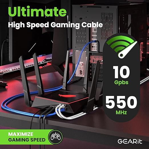 GEARit Cat 6 Ethernet Cable Pack - 10-Pack 1 ft Cat6 Ethernet Patch Cables | RJ45 Network Patch Cable, 10 Gbps Snagless Gold-Plated Connectors - Ethernet Cable Cat 6 for PC, TV, Router - Black