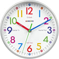 AIRUIFU Wall Clock for Kids Learning Tell Time Easily Non-Ticking Battery by AIRUIFU