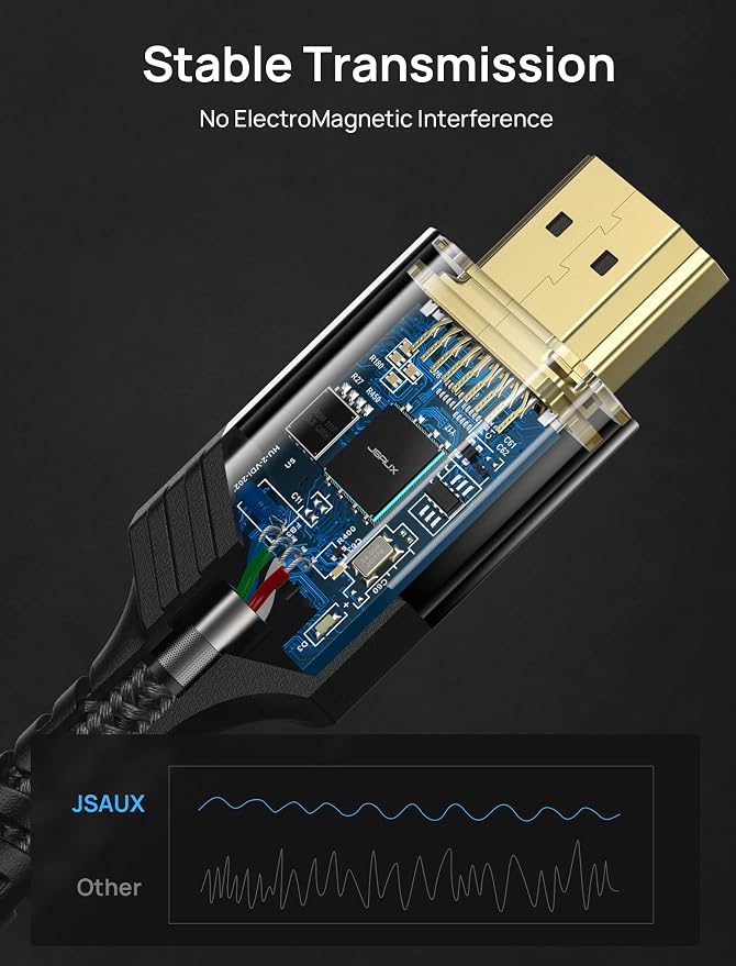 JSAUX 10K HDMI Cables 2.1 10FT 2-Pack 48Gbps 8K@60Hz 4K Ultra High Speed Cords - Image 5