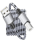 SNANSHI USB Printer Cable 30ft, Nylon Braided High Speed USB 2.0 Type A Male to by SNANSHI
