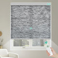 Kilonity Motorized Roller Shades, Light Filtering Remote Control Custom Window Shades Compatible with Alexa Google Assistant via RF Hub, Rechargeable Electric Blinds for Windows (Texture Black Grey)