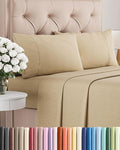 King Size 4 Piece Sheet Set - Comfy Breathable & Cooling Bed Sheets Set - Hotel Luxury Bedding for Women, Men, Kids, Teens, Boys & Girls - Deep Pockets, Soft & Wrinkle Free - Tan (Heathered Sheets)