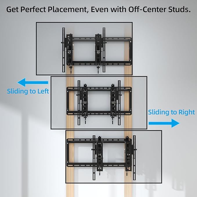 HOME VISION Ultra-Large TV Mount Bracket for 32-90 Inch TVs, Supports up to 132lbs with Sliding Design, Heavy Duty TV Wall Mount for up to 24" Studs with Swivel, Tilt, Max VESA 600x400mm, HVX601