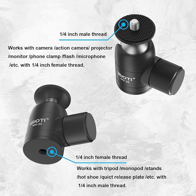 SIOTI Mini Tripod Ball Head, Swivel Mini Ball Head, Panoramic 360° Vertical Pan - Image 5