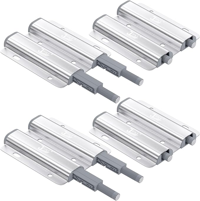 Jiayi Push Catch Metal Heavy Duty 4 Pack Double Push to Open Door Latch Touch Latches Kitchen Door Push Release Latch for Drawer Closure Door Catches Double Push Open Cabinet Hardware