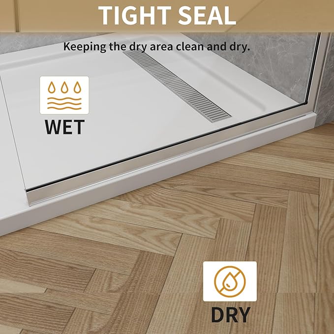 Shower Glass Panel 36" W * 76" H, Semi-Framed Glass Screen, Single Panel, 3/8" (10mm) Tempered Glasss, Shower Wall Panels, Fixed Screen for Bathroom - Bright Chrome