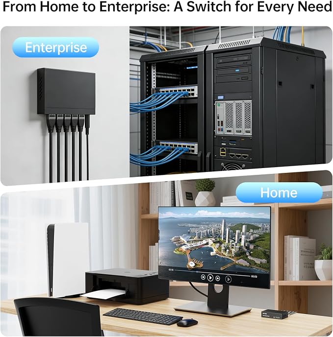 MT-VIKI 5 Port Gigabit Ethernet Switch, Unmanaged Network Switch Splitter - Image 7