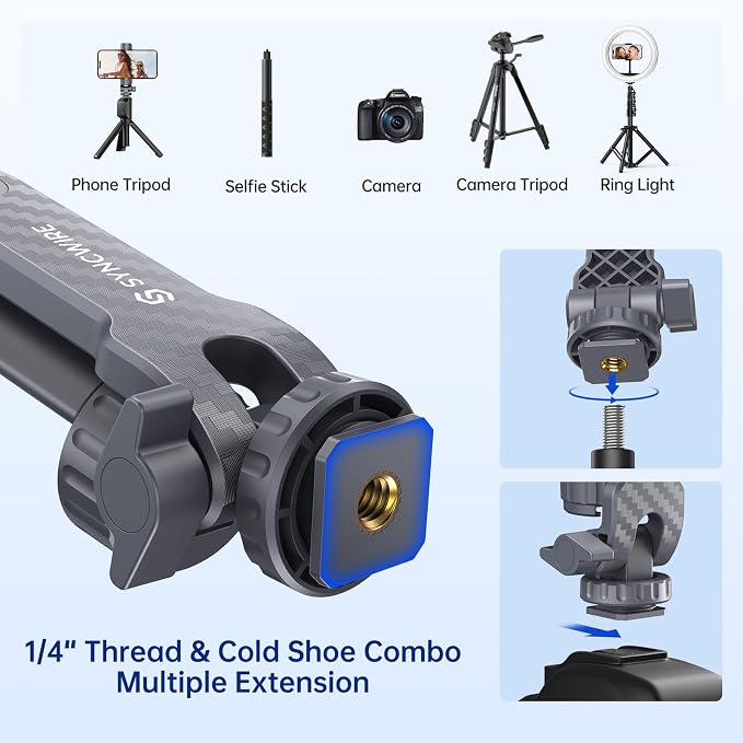 SYNCWIRE Tripod Phone Mount, Universal Smartphone Mount Adapter - Image 3