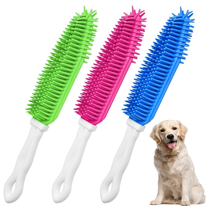 Akamino 3 Pieces Pet Hair Remover - Car & Auto Detailing Brush, Lint Remover for Dogs Cats, Rubber Massage Brush for Furniture, Car Interiors, Carpet