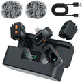 LIZHUZHONG Ai Mini Mic Wireless Lavalier Microphone System (2TX+2RX+Case), Magnetic & Clip-On Microphone for iPhone, Android, Vlogging, Studio-Quality Sound, 48H Battery, Ai Noise Cancelling