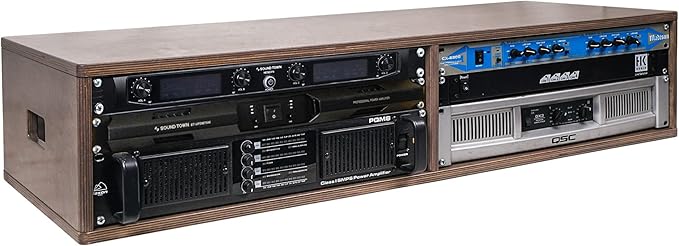 Sound Town DIY 2 x 4U Studio Rack with Baltic Birch Plywood, Weathered Brown for Recording Room, Home Studio (SDRK-D4B)