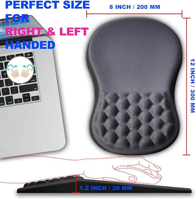 KUOSGM Mouse Pad Wrist Support, Ergonomic Mouse Pad with Massage Dot, Comfortable Computer Mouse Pad for Laptop, Wrist Rest Pain Relief Mousepad with Non-Slip PU Base for Office & Home, 12 x 8 in